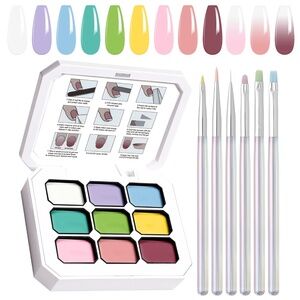 Gradient Nail Pallet 9 Colors With Brush Set